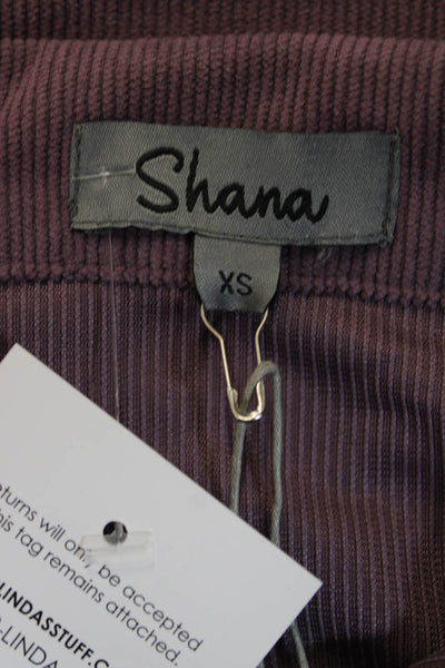 Shana Womens Collared Purple Blazer Button Long Sleeve Classic Size XS