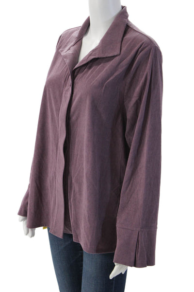 Shana Womens Purple Collared Button Jacket Long Sleeve Solid Classic Size L