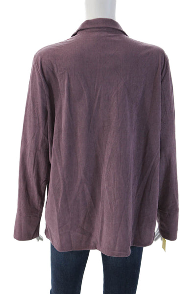 Shana Womens Purple Collared Button Jacket Long Sleeve Solid Classic Size L