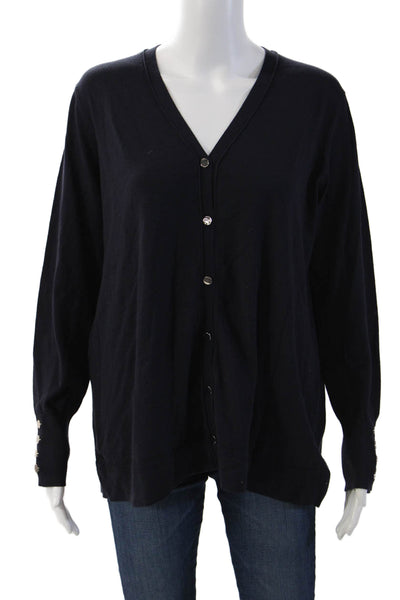 Renuar Unisex Cardigan Sweater Black V-Neck Button Size L
