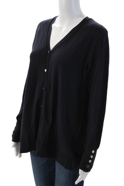 Renuar Unisex Cardigan Sweater Black V-Neck Button Size L