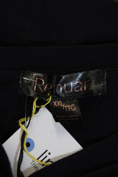 Renuar Unisex Black V-Neck Button Cardigan Sweater 72% Viscose Size 2XL