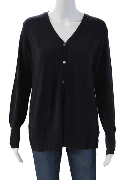 Renuar Unisex Cardigan Black V-Neck Button Front Size M
