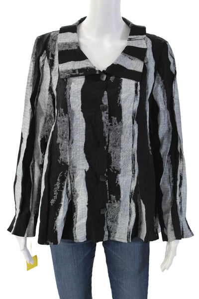 Trine Kryger Simonsen Women Black Striped Square Neck Blazer Size 38