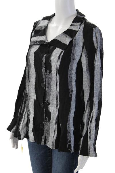 Trine Kryger Simonsen Women Black Striped Square Neck Blazer Size 38