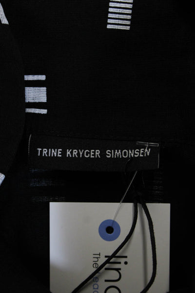 Trine Kryger Simonsen Women Black Geometric Highneck Button Jacket Size 34