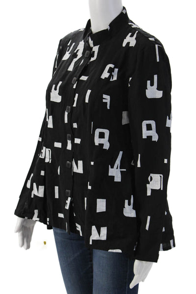 Trine Kryger Simonsen Women Black Graphic Jacket Long Sleeve Size 34