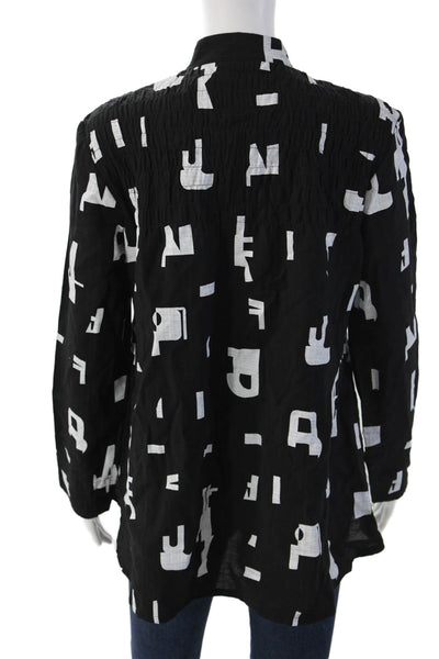 Trine Kryger Simonsen Women Black Graphic Jacket Long Sleeve Size 34