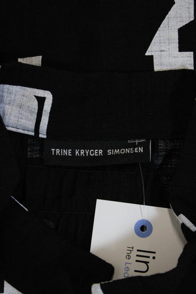 Trine Kryger Simonsen Women Black Graphic Jacket Long Sleeve Size 34