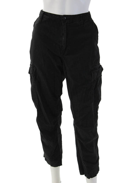 Re/Done Unisex Cropped Cargo Pants Black 100% Cotton Button Closure Size 28