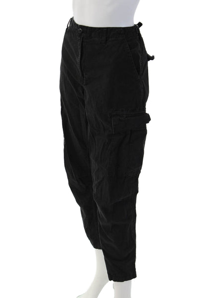 Re/Done Unisex Cropped Cargo Pants Black 100% Cotton Button Closure Size 28