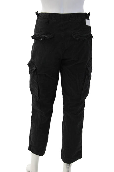 Re/Done Unisex Cropped Cargo Pants Black 100% Cotton Button Closure Size 28