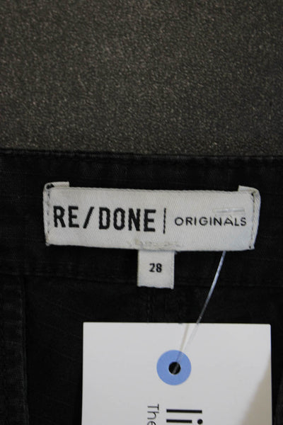Re/Done Unisex Cropped Cargo Pants Black 100% Cotton Button Closure Size 28