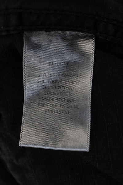 Re/Done Unisex Cropped Cargo Pants Black 100% Cotton Button Closure Size 28