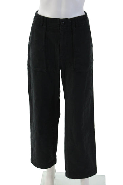 J Crew Unisex Cropped Cargo Pants Black Button Size 4