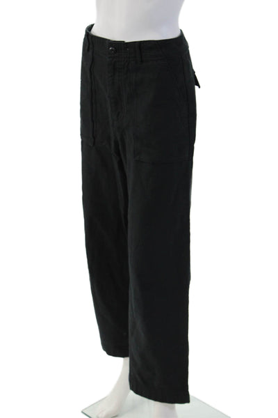 J Crew Unisex Cropped Cargo Pants Black Button Size 4