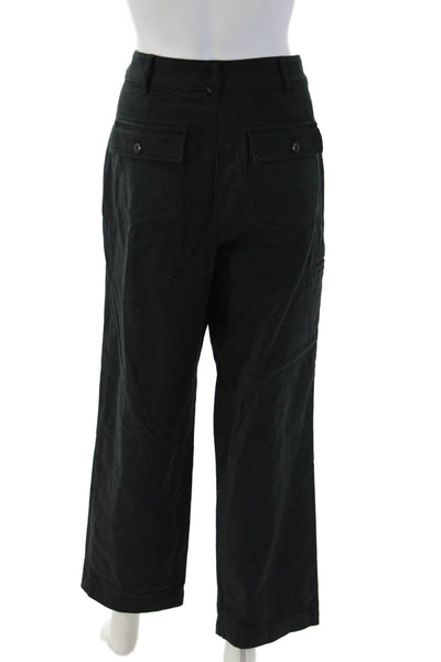 J Crew Unisex Cropped Cargo Pants Black Button Size 4