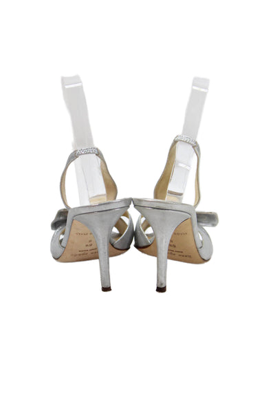 Kate Spade New York Womens Metallic Bow Tied Slingback Heels Silver Size 6.5