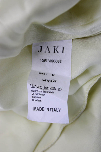 Jaki Women Yellow Sleeveless Scoop Neck Solid Viscose Jumpsuit Size S