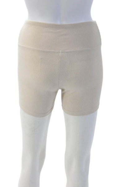 Year Of Ours Unisex Biker Shorts Beige Striped 95% Rayon 5% Spandex Size S