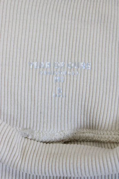 Year Of Ours Unisex Biker Shorts Beige Striped 95% Rayon 5% Spandex Size S