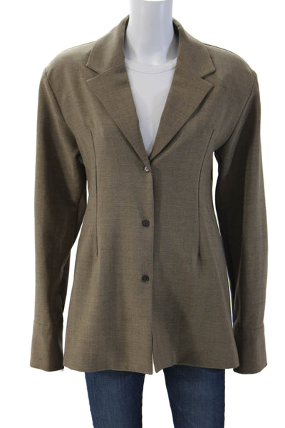 The Frankie Shop Women Brown Collared Button Blazer Long Sleeve Size XS