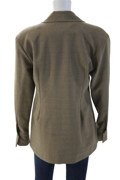 The Frankie Shop Women Brown Collared Button Blazer Long Sleeve Size XS