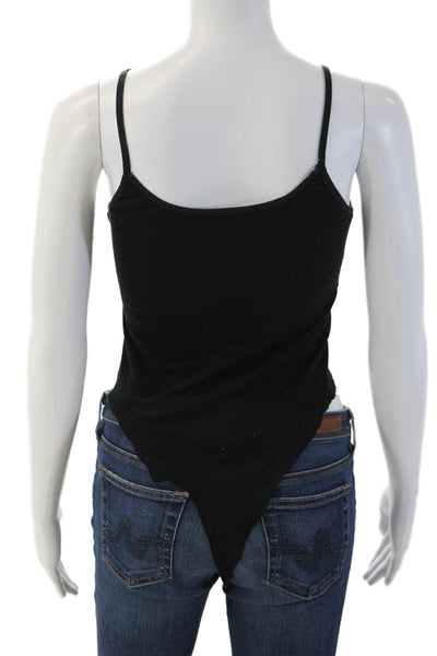 Joie Womens Cropped Camisole Black Cotton Blend Button Front Round Neck Size S