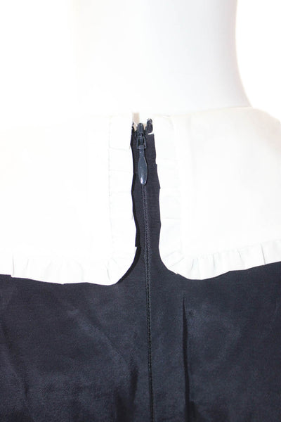 HVN Womens Shirt Dress Dark Blue Collared Short Sleeve Button Viscose Size 4