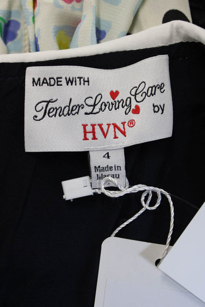 HVN Womens Shirt Dress Dark Blue Collared Short Sleeve Button Viscose Size 4