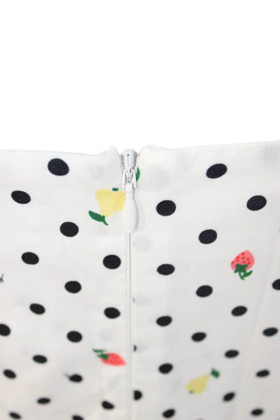 HVN Womens Silk Polka Dot Sundress Square Neck Sleeveless Midi White Size 4