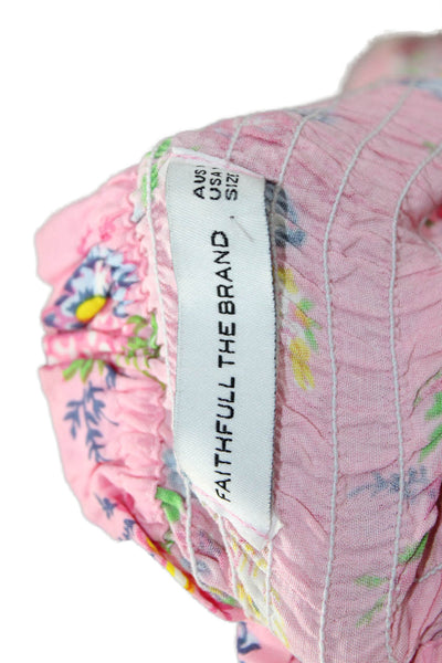 Faithfull The Brand Women Pink Floral Mini Sundress Rayon Size 10