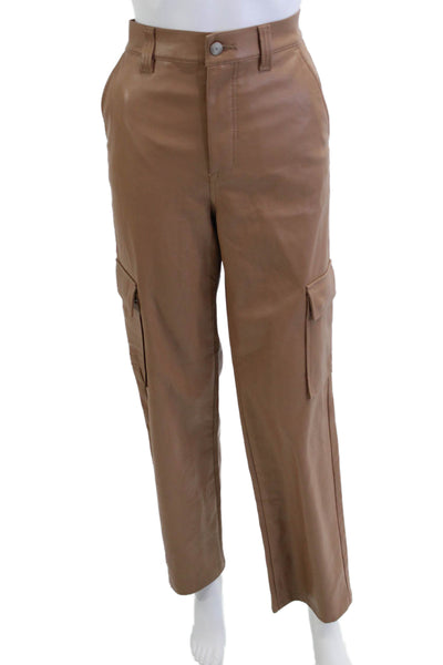 Pistola Womens Cargo Pants Brown Army Polyurethane Button Size 27
