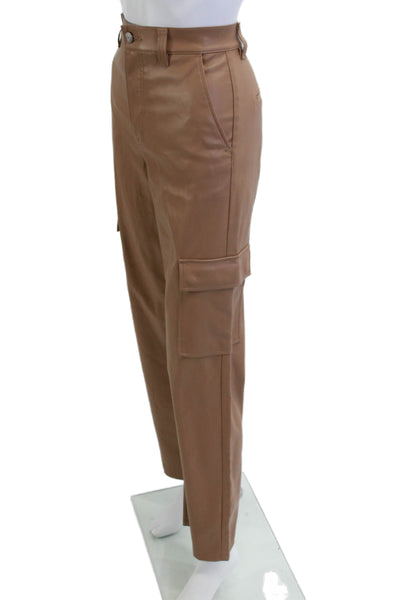 Pistola Womens Cargo Pants Brown Army Polyurethane Button Size 27