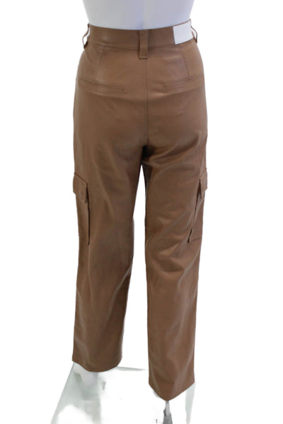Pistola Womens Cargo Pants Brown Army Polyurethane Button Size 27