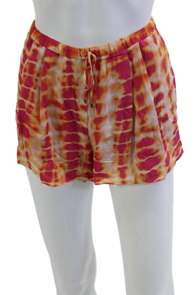 Haute Hippie Unisex Orange Silk Beach Shorts Button Closure Size S