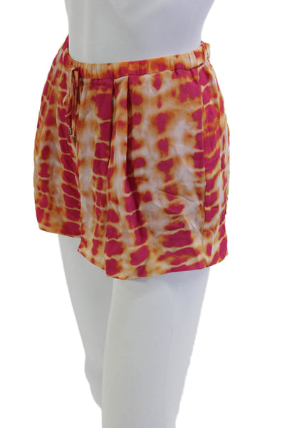 Haute Hippie Unisex Orange Silk Beach Shorts Button Closure Size S