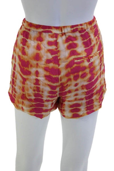 Haute Hippie Unisex Orange Silk Beach Shorts Button Closure Size S