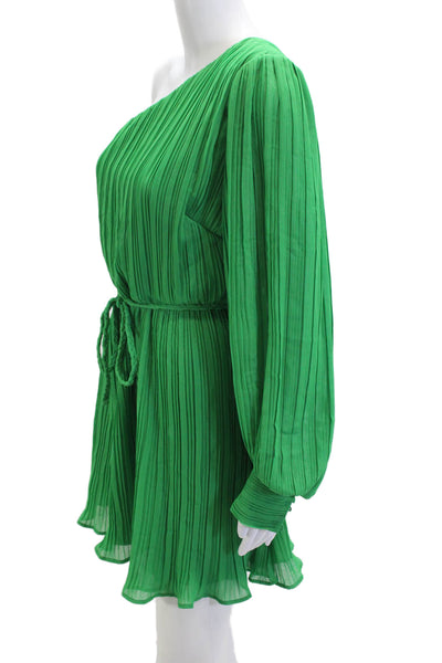 Jewel Badgley Mischka Women Green Striped Long Sleeve Drawstring Dress Size 4