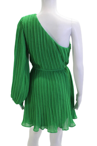 Jewel Badgley Mischka Women Green Striped Long Sleeve Drawstring Dress Size 4