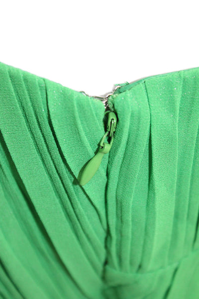 Jewel Badgley Mischka Women Green Striped Long Sleeve Drawstring Dress Size 4