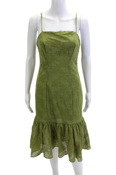 Jewel Badgley Mischka Women Slip Dress Green Floral Sleeveless Size 4