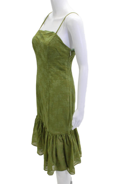 Jewel Badgley Mischka Women Slip Dress Green Floral Sleeveless Size 4