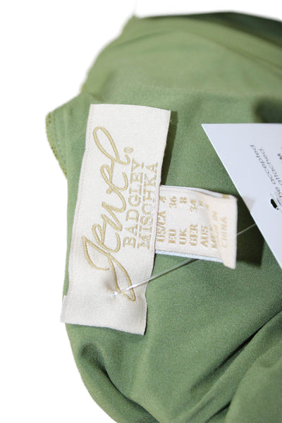 Jewel Badgley Mischka Women Slip Dress Green Floral Sleeveless Size 4