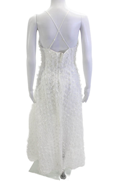 Jewel Badgley Mischka Women A-Line Slip Dress White Floral Sleeveless Size 4