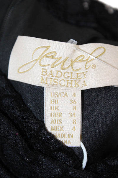 Jewel Badgley Mischka Women Black Bodycon Sheath Dress Sleeveless Size 4