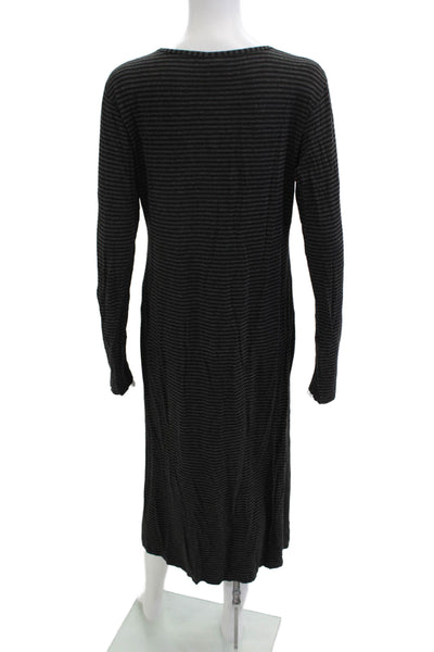 Lilith Womens Sweater Dress Striped Black Long Sleeve Cotton Blend Size XL