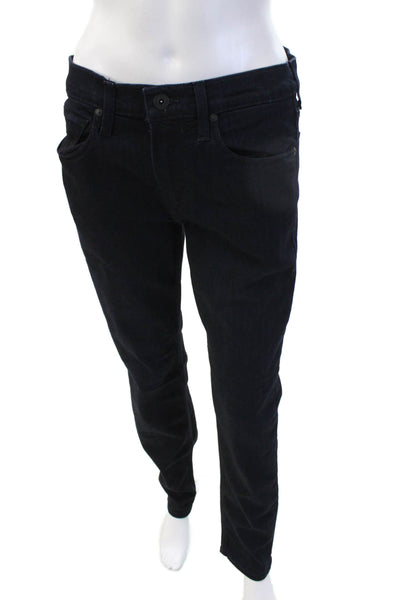 Paige Mens Straight Jeans Black Button Mid Rise Size 31