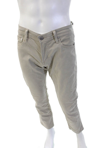 AG Adriano Goldschmied Men Beige Chinos Stretch Cotton Designer Size 30