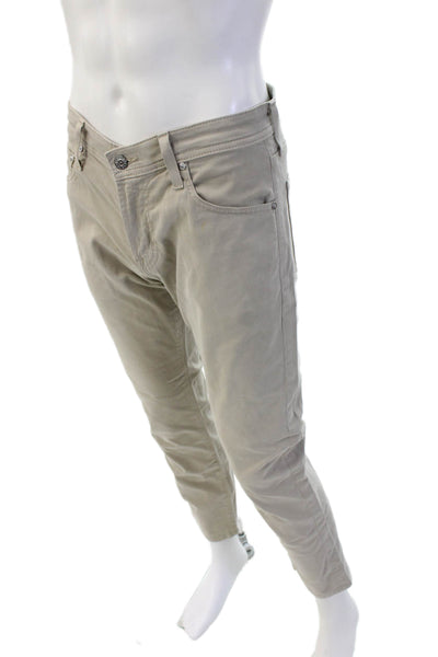 AG Adriano Goldschmied Men Beige Chinos Stretch Cotton Designer Size 30